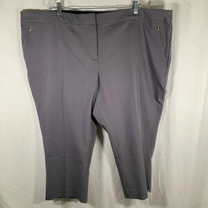 EVRI Dress Pants Women’s 28W Plus Size Capri Grey Cotton Blend NWT $50